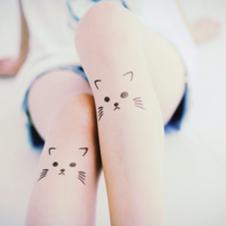 Cat print tattoo tights - Thumbnail 1