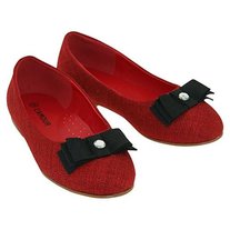 L'amour Red Linen Flat with Bow