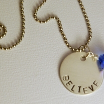 Sterling Silver Handstamped Pendant Necklace "Believe"