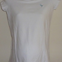 White Shirt with Blue Stork-New Additions Maternity Size Small