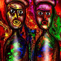 French winemakers - digital art