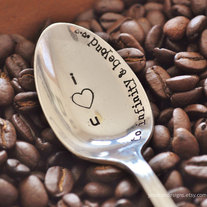 I Love You to Infinity & Beyond... (TM) - Hand Stamped Vintage Coffee Spoon for Coffee Lovers