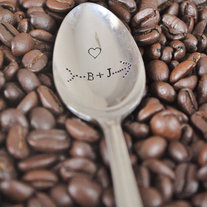 Personalized Lovers Coffee Spoon - Custom Initials Through Arrow - Hand Stamped Vintage Spoon for COFFEE LOVERS