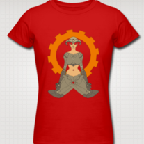 "ROBO (Eye Gaze)" American Apparel Slim Fit Shirt for Women (Red)