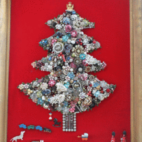 Large Framed Vintage Jewelry Christmas Tree