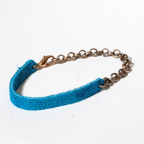 Delicate suede brass chain in turquoise blue