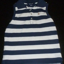 Navy/White Striped Sleeveless Shirt-Ralph Lauren Size 6X