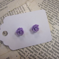 Rose Bud Earrings - Lilac