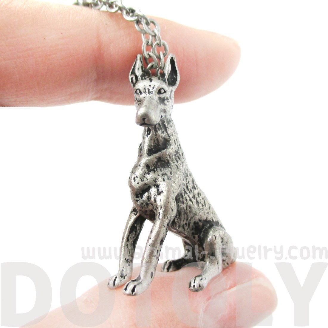 3D Realistic Doberman Pinscher Dog Breed Animal Charm Necklace in