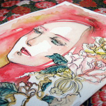 "Rose Red" original watercolour painting
