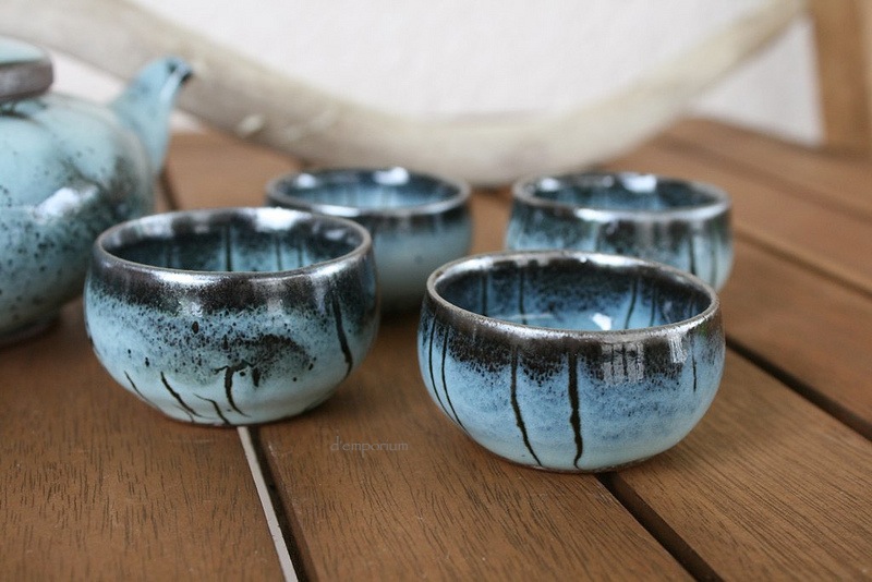 Blue & Black Glaze Teapot Set on Storenvy