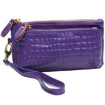 Leather Crocodile Clutch with detachable wristlet - 3 colors