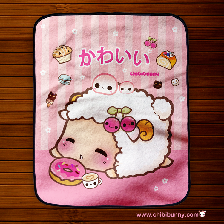 Kawaii sheep and cute donut Fleece blanket FB8 on Storenvy