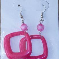 Pink Square Earrings