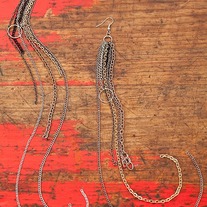 Extra Long Mixed Metal Chain Earrings 14 inches