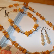 Orange Mother of Pearl Set