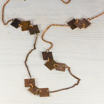 Squares Copper Long Necklace
