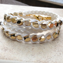 White Multi Facet Wrap Bracelet