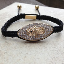 18K Gold Plated Crystal Hamsa Bracelet
