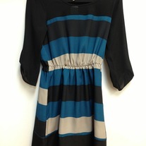 Black and Blue Color Block Dress