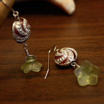 Brown and Silver Cloisonné Earrings