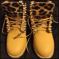 Spiked Wheat & Leopard Timberlands (Infants0-3)