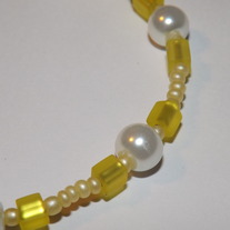 White Pearls and Yellow Square Bracelet