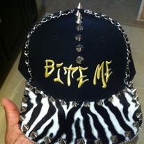 "BITE ME" with ZEBRA PRINT SNAPBACK