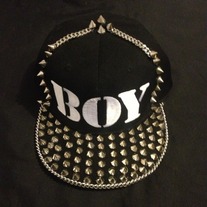  NAME HAT W/ SPIKED BRIM Trimmed w/ chain
