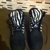 Spiked Black & Zebra Timberland (Infants 0-3)