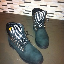 Spiked Black & Zebra Timberland (Toddler 4-12)