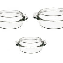 Simax 3 Round Casseroles w/ Lid Set