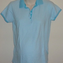 Blue/White Stripe Polo Style Top-Duo Maternity Size Small