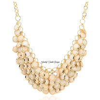 SPRING Soft CREAM Jewelry Bubble Chainmaille Cascade Gold Bib Necklace