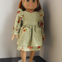 Sage Green and Floral dress, pinafore, and headband 3 pc