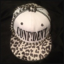 CONFIDENT Hat w/ black and white leopard Print