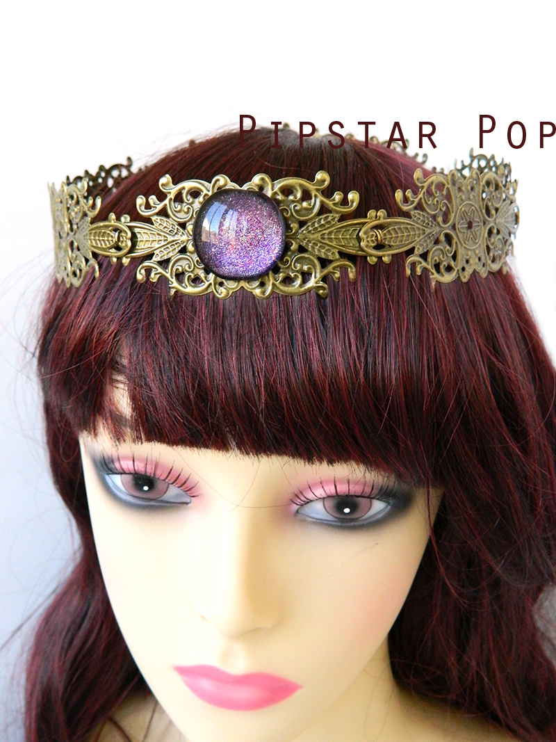 Amethyst Purple Jewel Princess Crown Antique Bronze Filigree Medieval on Storenvy