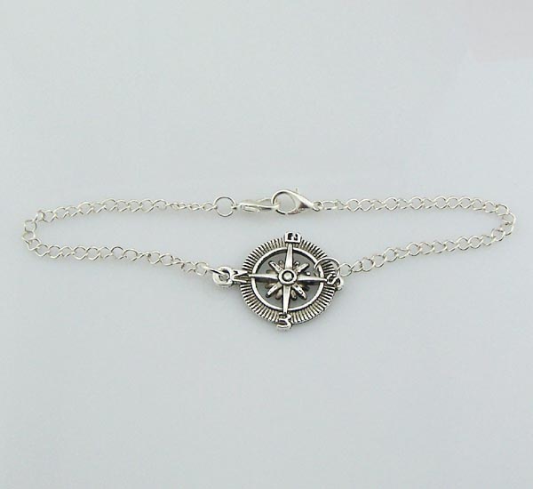 Compass bracelet Silver/bronze compass charm jewelry Chain,Size is
