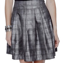 XS forever 21 gray silver rockabilly pleated full mini skirt pin-up punk 
