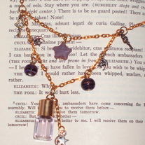 Purple Mini Perfume Bottle Moon Star Pendant Key Charm Gold Multi-Chain Layer Necklace