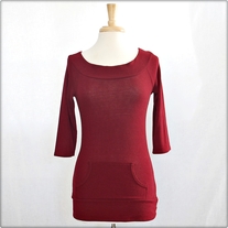 Burgundy 3/4 Sleeve Knit Shirt