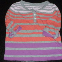 Gray/Pink/Purple Stripe Shirt with Roll Up Sleeves-Old Navy Size 5