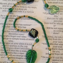 Green Leaf Beaded Bookmark