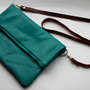 jade green leather crossbody bag // emerald foldover clutch by rouge and whimsy - Thumbnail 2