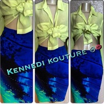 KENNEDI'S "BLUE STORM"MIDI PENCIL SKIRT