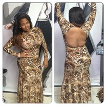 CHEETAH KEYHOLE TURTLE NECK DRESS PLUS