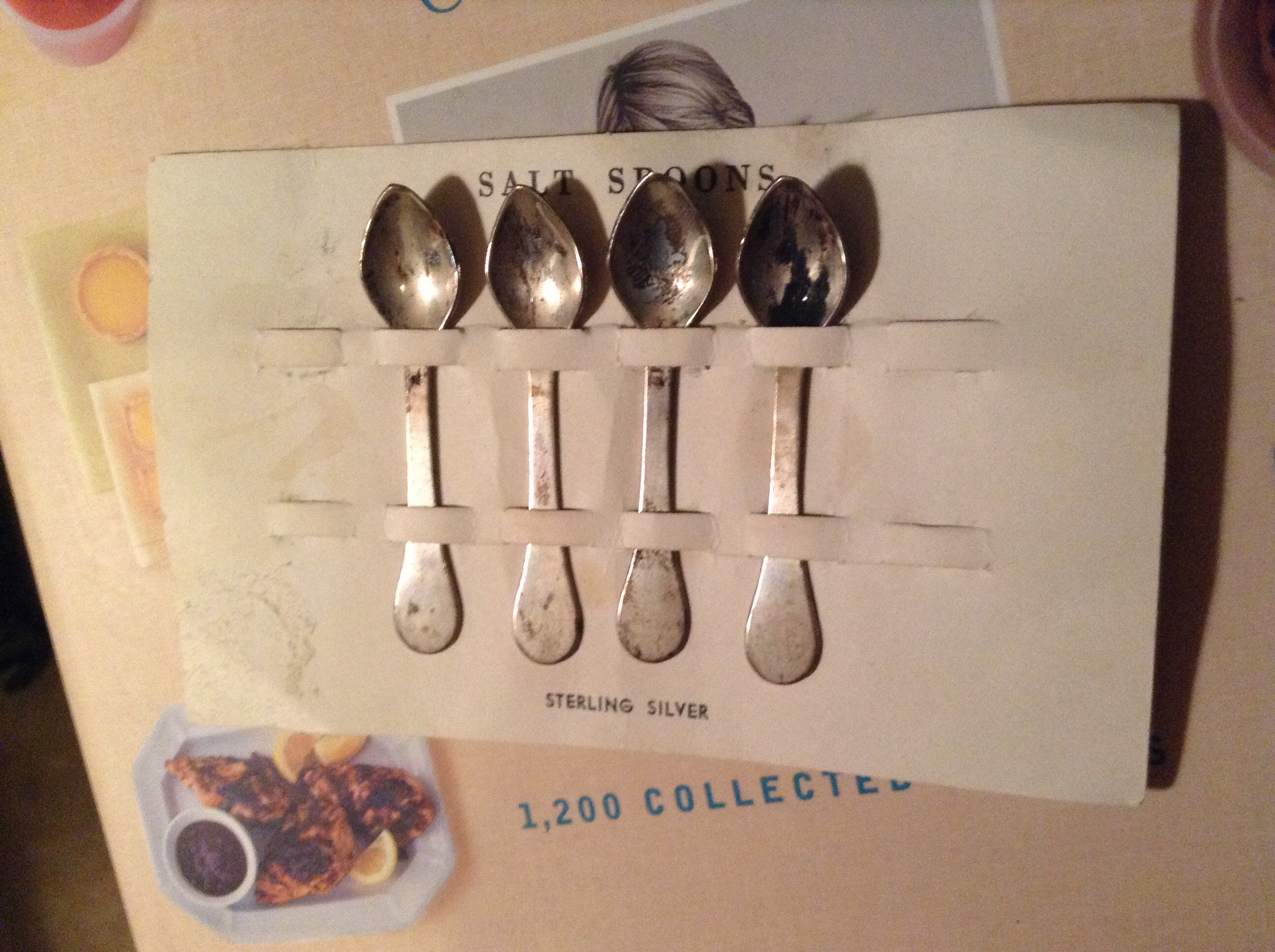 Small Antique Salt Spoons; Hallmarked Sterling Set 2.25" in original