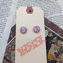 Pink Patterned Button Earrings