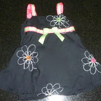 Black Dress with Lime Green/Hot Pink Ribbon-Baby Berl (Boutique) Size 6-9 Months  CLM1