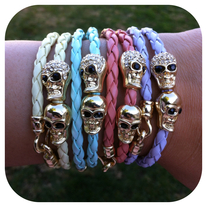 Set of 4 Colorful Skull Bracelets 